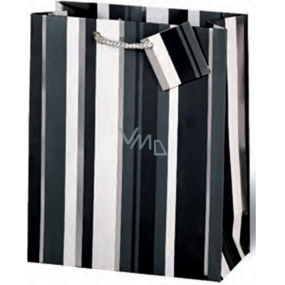 BSB Luxury gift paper bag 36 x 26 x 14 cm Black and white stripes LDT 253-A4