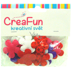 CreaFun Textile decoration Flower with sequins mix of colors 28 x 28 mm 20 pieces