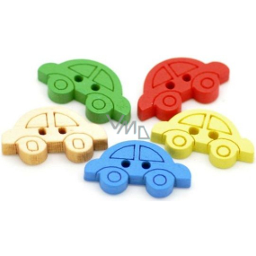 CreaFun Wooden buttons Toy cars mix colors 10 x 20 mm 30 pieces