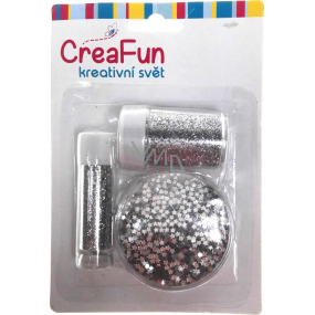 CreaFun Decorative glitter set of silver 3 tubes 8 g