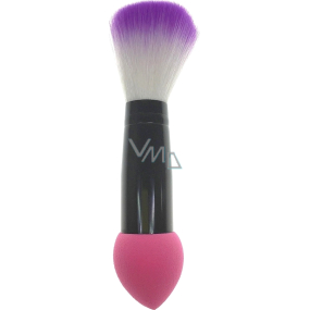 Cosmetic brush with foam sponge double-sided white-purple hair 11.5 cm 30450
