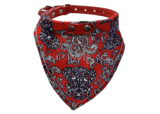 B&F Leather collar with cotton scarf red 1.8 x 45 cm