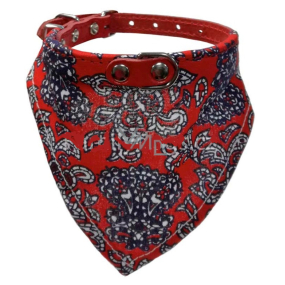 B&F Leather collar with cotton scarf red 2.2 x 60 cm