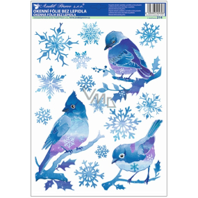Window foil without glue birds with flakes with glitter 37 x 29 cm