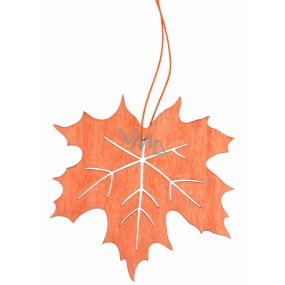 Wooden orange leaf for hanging 10 cm