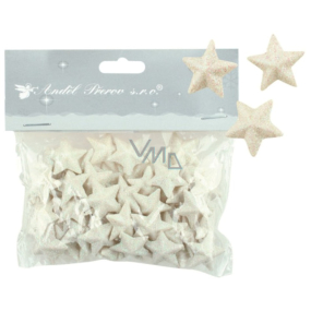 Stars with glitters 50 pieces white, 2 cm