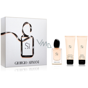 Giorgio Armani Sí perfumed water for women 50 ml + shower gel 75 ml + body lotion 75 ml, gift set