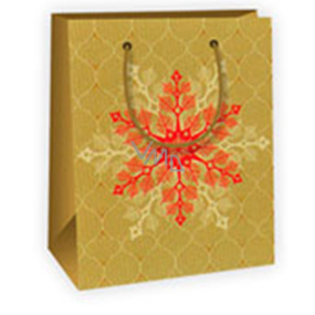 Ditipo Gift paper bag 11.4 x 6.4 x 14.6 cm beige with red snowflake