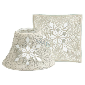 Yankee Candle Twinkling Snowflake shade and plate large for medium and large scented candles Classic 10 x 15 cm (shade), 15 x 15 cm (plate)