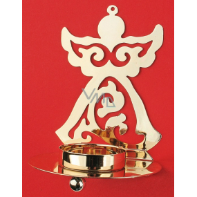 Candle holder metal angel for tea light, gold, 11 cm