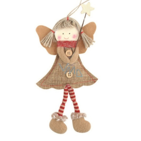 Jute angel with striped stockings for hanging 19 cm No.3
