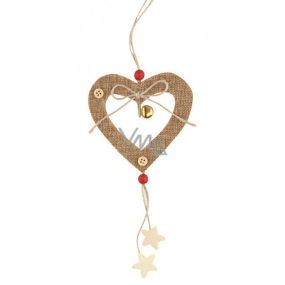 Jute heart with hanging 19 cm bell