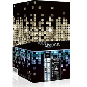 Syoss SalonPlex Hair Reconstruction shampoo for chemically treated and mechanically stressed hair 500 ml + Fiber Flex with extra strong fixation hairspray 300 ml, cosmetic set