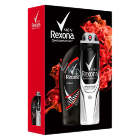Rexona Men Turbo 250 ml shower gel for body and hair + Motionsense Invisible Black + White antiperspirant deodorant spray 150 ml