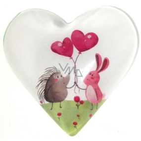 Nekupto Magnet Heart white, hedgehog pink balloons 4 cm
