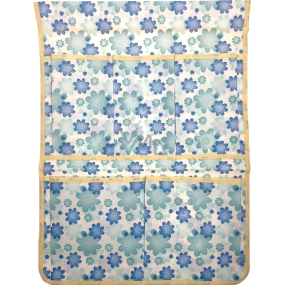 Handkerchief for hanging fabric blue and turquoise flowers 43 x 31 cm 5 pockets 668