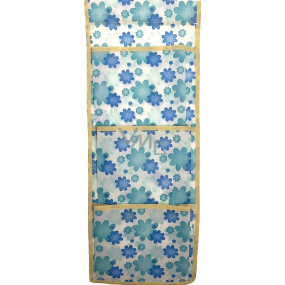 Pocket for hanging fabric blue and turquoise flowers 44 x 17 cm 3 pockets 667