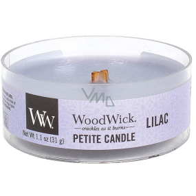 WoodWick Lilac - Lilac scented candle with wooden wick petite 31 g