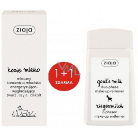 Ziaja Goat's milk smoothing skin serum 50 ml + Goat's milk two-phase eye and lip make-up remover 120 ml, duopack