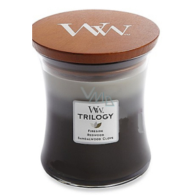 WoodWick Trilogy Cozy Cabin - Cozy log cabin scented candle with wooden wick and lid glass medium 275 g
