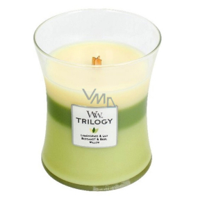 WoodWick Trilogy Garden Oasis - Garden oasis scented candle with wooden wick and lid glass medium 275 g