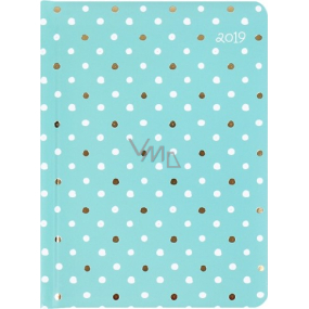 Albi Diary 2019 weekly Turquoise with polka dots 12.6 x 17 x 1.2 cm