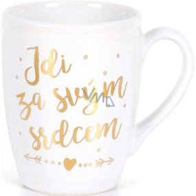 Albi Mug with golden text Go to your heart white 300 ml
