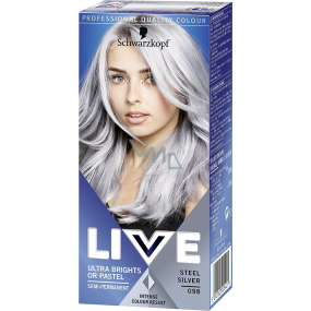 Schwarzkopf Live Ultra Brights or Pastel Hair Color 098 Steel Silver 50 ml