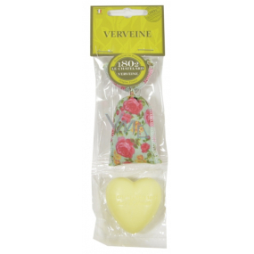 Le Chatelard Verbena and Lemon cloth bag filled with a fragrant mixture of 7 g + heart-shaped toilet soap 25 g, cosmetic set