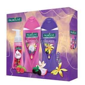 Palmolive Glamorous shower gel 250 ml + Relaxed shower gel 250 ml + Raspberry foam liquid soap 250 ml, cosmetic set