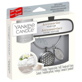 Yankee Candle Fluffy Towels - Fluffy car fragrance towels metal silver tag Charming Scents set Geometric 13 x 15 cm, 90 g