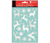 White stickers with silver glitter deer 25 x 14 cm