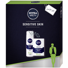 Nivea Men Sensitive shaving foam for men 200 ml + aftershave balm 100 ml, cosmetic set