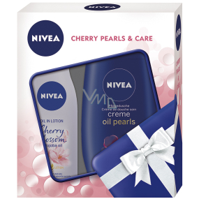Nivea Jojoba Oil Body Lotion 200 ml + Creme Oil Pearls Cherry Blossom Shower Gel 250 ml, cosmetic set