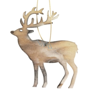 Deer wooden tan white for hanging 10 cm