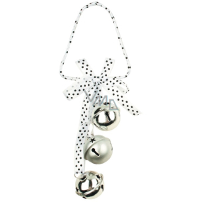 Silver bells on the bell with polka dot decor 3 x 3 cm, 22 cm
