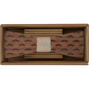 Bohemia Gifts Wooden bow tie Mustache 12.5 cm