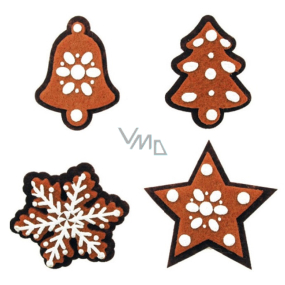 Felt gingerbreads for hanging 5 cm 4 pieces