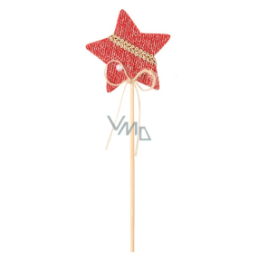 Knitted star red recess 6 cm + skewers
