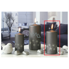 Lima Starlight candle gray / silver cylinder 60 x 120 mm 1 piece