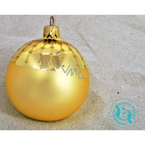 Irisa Glass Baubles Gold Matte, Decorated, Set of 12 Pieces, 7 cm