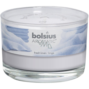 Bolsius Aromatic Fresh Linen - Fragrance of fresh linen scented candle in glass 90 x 65 mm 247 g burning time approx. 30 hours