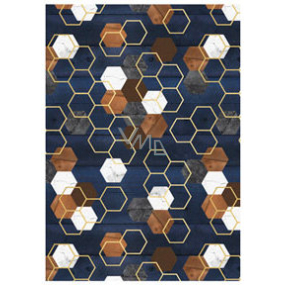 Ditipo Gift wrapping paper 70 x 200 cm Dark blue, brown white hexagons