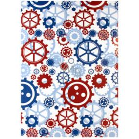Ditipo Gift wrapping paper 70 x 200 cm white, blue and burgundy gears