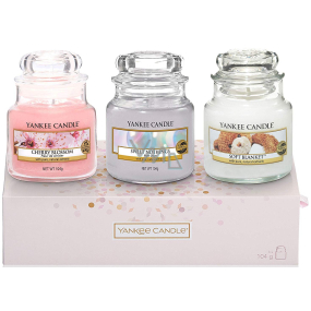 Yankee Candle Everyday Sweet Nothings - Sweet Nothing + Soft Blanket - Soft Blanket + Cherry Blossom - Cherry Blossom Scented Candle Classic Small Glass 3 x 104 g, Gift Set 2019