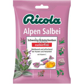 Ricola Salbei - Swiss sage herbal candies without sugar with vitamin C from 13 herbs, against inflammation of the oral cavity, fever and hoarseness 75 g