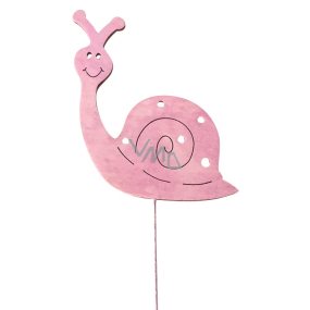 Wooden snail 8 cm pink + wire