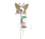 Spring wooden pick 10 cm + skewer butterfly