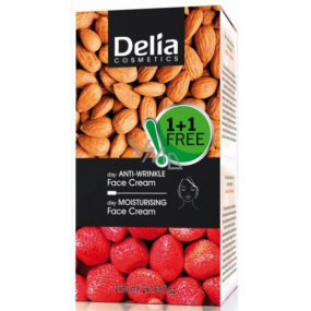 Delia Cosmetics Fruit Fantasy Almond Regenerating Anti-Wrinkle Day Cream 50 ml + Creamy Strawberry Moisturizing Day Cream For Combination And Oily Skin 50 ml, duopack
