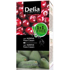 Delia Cosmetics Fruit Fantasy Avocado Nourishing Night Cream for Dry and Normal Skin 50 ml + Sour Cherry Nourishing Night Cream for Oily and Combination Skin 50 ml, duopack